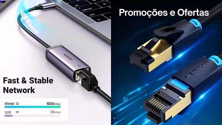 Cabos de rede e adaptadores USB com ofertas imperdíveis.